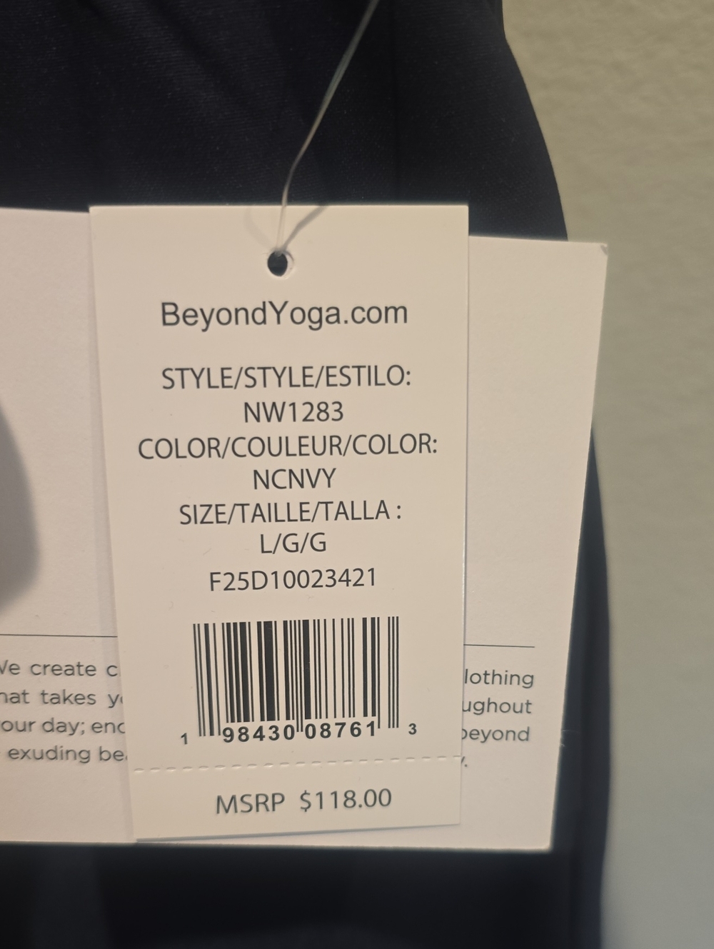 Beyond Yoga Navy Pants NWT, Status Cut, Large - Picture 2 of 11